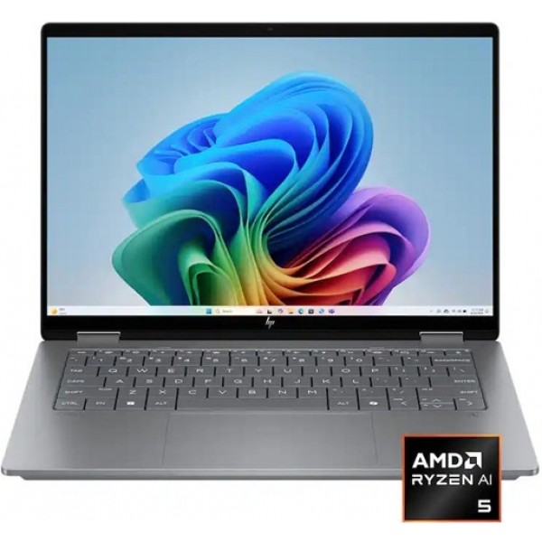 HP - OmniBook X Flip 2-in-1 - Copilot+ PC - 14" 2K Touch-Screen Laptop - AMD Ryzen AI 5 - 16GB Memory - 512GB SSD - Meteor Silver