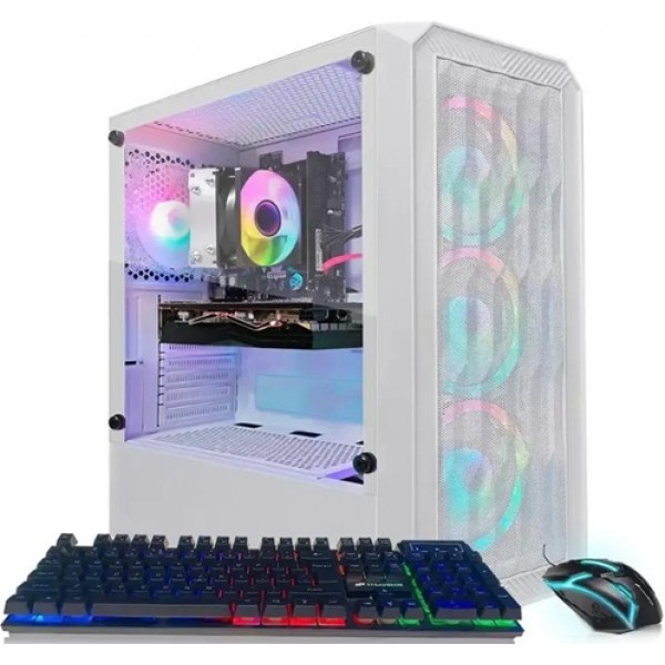 STGAubron - Gaming PC Computer Desktop, AMD Ryzen 5 2600 up to 3.9Ghz, GeForce RTX 3050 6G, 16GB DDR4 RAM, 1TB SSD, WIN11H - White