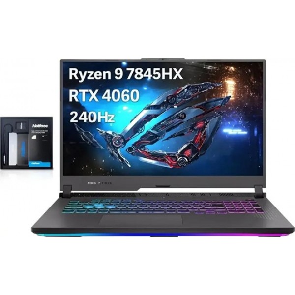 ASUS - ROG Strix G17 QHD 300Hz Gaming Laptop,Ryzen 9-7845HX,GeForce RTX 4060,16GB RAM,1TB SSD+128GB Dock Station,Win 11 Pro - Gray