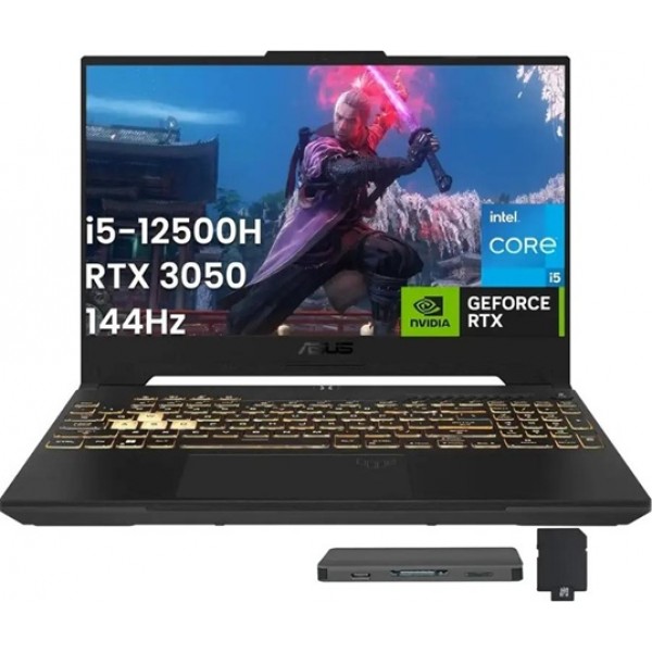 ASUS - TUF 15.6" FHD 144Hz Gaming Laptop,Intel i5-12500H,NVIDIA GeForce RTX 3050,32GB RAM,2TB SSD+512GB Dock Station,Win 11 - Gray