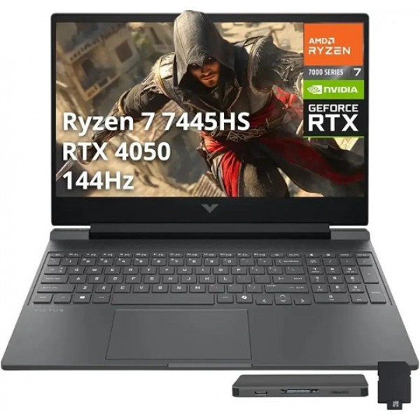 HP - Victus 15.6" Gaming Laptop,AMD Ryzen 7 7445HS,NVIDIA GeForce RTX 4050,64GB DDR5,2TB SSD+1TB Dock Station,Win 11 Pro - Silver