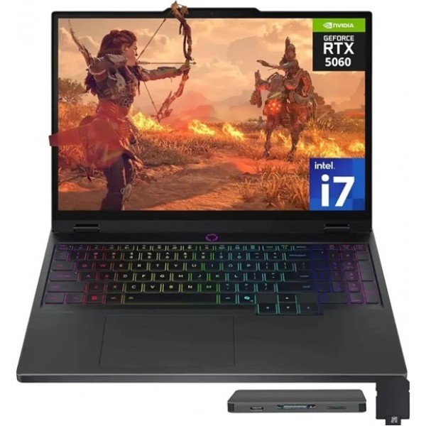 Lenovo - Legion 5 15.1" Gaming Laptop,Intel i7-14700HX,GeForce RTX 5060 8GB GDDR7,32GB DDR5,2TB SSD,Win 11,512GB Dock Station Set - Black