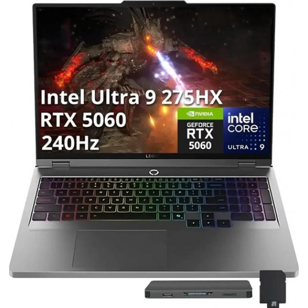 Lenovo - Legion 5 16" Gaming,Intel Ultra 9,RTX 5060 8GB GDDR7,64GB DDR5,4TB SSD, Win 11 Pro,,512GB Docking Station Set - Gray