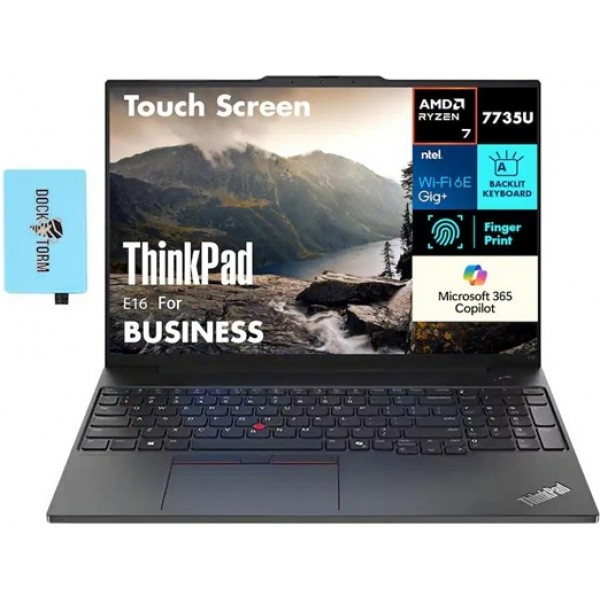 Lenovo - ThinkPad E16 Laptop 16.0 WUXGA (AMD Ryzen 7 7735U, 32GB DDR5, 2TB PCIe SSD, Win 11 Pro) w/USB Hub - Graphite Black